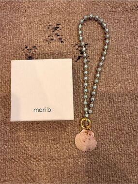 Mari B Pearl Bead Necklace with Gold Ring and Natural Shell Pendant